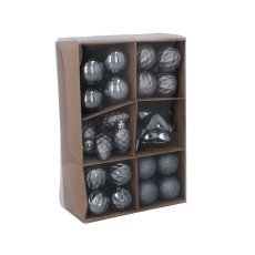 Chomik - Set mit 47 Christbaumschmuckstücken, 4–6 cm groß, in einer Mischung aus Oliv-, Kupfer- und Graphitfarben, verschiedene Designs *7702