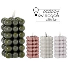 LED-Kerze aus Wachs – Bubble, 6 x 11,5 cm, Farbmix *9324