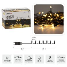LED-Lichterkette 500 L warmweiß, Länge 3 + 25 m, für Innen- und Außenbereich *9560