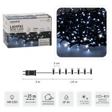 LED-Lichterkette mit 500 LEDs, kaltweiß + kaltweiß blinkend, Länge 3 + 25 m, für innen und außen *9607