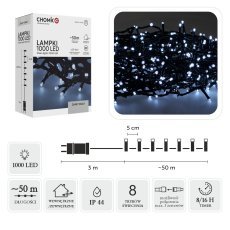 LED-Lichterkette 1000 L kaltweiß, Länge 3 + 50 m, für Innen- und Außenbereich *9638