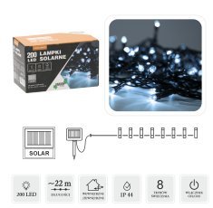 LED-Solar-Lichterkette mit 200 LEDs, kaltweiß, Länge 2 + 20 m *9942
