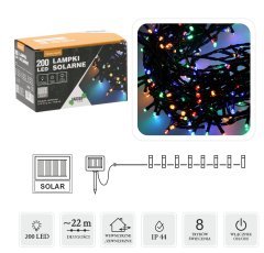LED-Solarlichterkette 200L Multicolor, Länge 2 + 20 m *9959