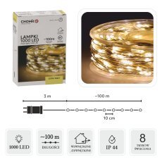 LED-Lichterkette auf Rolle, 1000 Lampen, warmweiß, Länge 3 + 100 m *0085