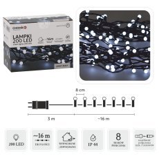 LED-Lichterkette Kugeln, 200 LEDs, kaltweiß, Länge 3 + 16 m *0153