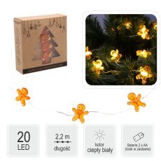 Lichterkette LED Lebkuchenmann, 20 Lichter, batteriebetrieben, Packung = 20 Stück *0214
