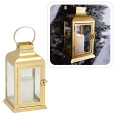 Chomik - Laterne 11 x 11 x 22 cm LED, aus Metall, goldfarben *0900