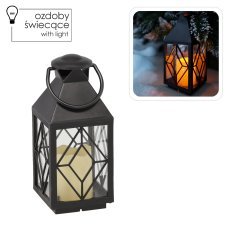 Festliche Laterne 11 x 11 x 26,5 cm mit LED-Einsatz, schwarz *2522