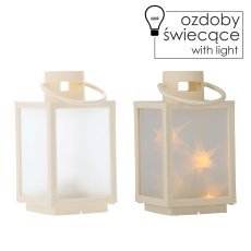 Festliche Laterne 11 x 11 x 20,5 cm mit LED-Einsatz und 3D-Effekt, weiß *2546