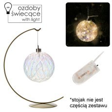 Glasdekoration Ø 10 cm, hängend mit LED, geometrisches Muster, opak – 6 Stück *2713