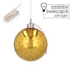 Chomik - Weihnachtsdekoration Glaskugel Ø 10 cm LED gold mit Sternen, Packung = 6 Stück *2768