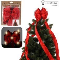 Rote Satin-Schleife mit LED-Beleuchtung für die Christbaumspitze, 1,8 m *3269