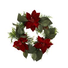 Künstlicher Kranz mit Weihnachtsstern, Ø 50 cm, Packung = 2 Stück *3276