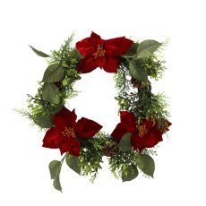 Kunstblumen – Kranz mit Weihnachtsstern, 40 cm, Packung = 2 Stück *3283