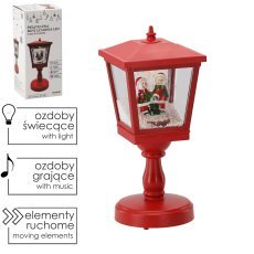 Festliche Mini-Laterne 13,5 x 13,5 x 31,5 cm mit LED-Spieluhr – rot *3535