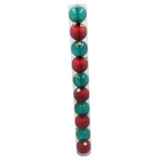 Chomik - Set mit 10 Christbaumkugeln in der Röhre, Ø 6 cm, rot / flaschengrün *3597