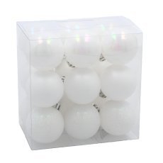 Chomik - Set aus 18 weißen Christbaumkugeln, Ø 4 cm *3702