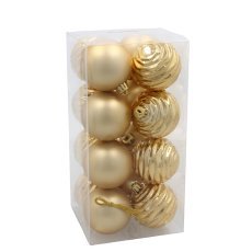 Chomik - Set aus 16 Christbaumkugeln, 6 cm, rot / gold / silber *3740