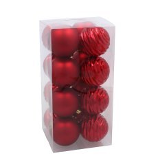 Chomik - Set aus 16 Christbaumkugeln, 6 cm, rot / gold / silber *3740