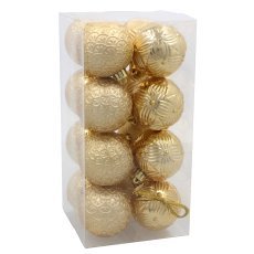 Chomik - Set mit 16 Christbaumkugeln, 6 cm – rot, gold und silber – GIF3771