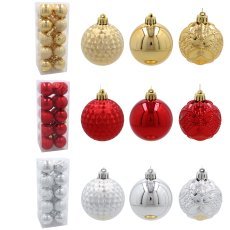 Chomik - Set mit 20 Christbaumkugeln, 6 cm, rot / gold / silber *3825