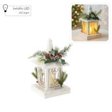 Festliche Laterne mit LED-Kerze, weiß, 17 x 17 x 32 cm *5195