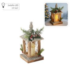 Festliche Holzlaterne mit LED-Kerze, 18 x 18 x 38 cm *5201