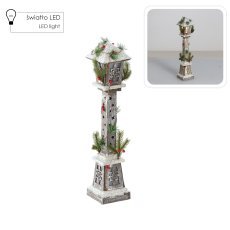 Weihnachtliche Holzlaterne mit LED‑Sternen 13 x 13 x 60 cm *5232