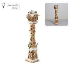 Festliche braune Holzlaterne mit LED, 16 x 16 x 85 cm *5249