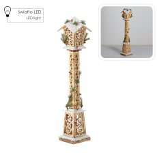 Festliche braune Holzlaterne mit LED-Beleuchtung 18 x 18 x 100 cm *5256