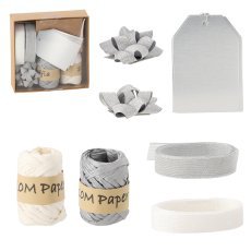 Festliches Geschenkverpackungs-Set – silber / weiß, 11-teilig *7588