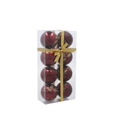 Chomik - Set aus 8 Weihnachtskugeln in Bordeaux, Ø 6 cm, gemischte Muster *5416