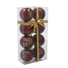 Chomik - Set aus 8 Weihnachtskugeln in Bordeaux, Ø 6 cm, gemischte Muster *5416