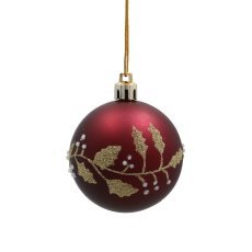 Chomik - Set aus 8 Weihnachtskugeln in Bordeaux, Ø 6 cm, gemischte Muster *5416
