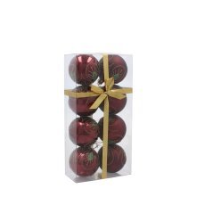 Chomik - Set aus 8 Weihnachtskugeln in Bordeaux, Ø 6 cm, gemischte Muster *5416