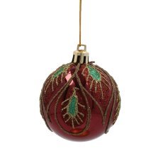 Chomik - Set aus 8 Weihnachtskugeln in Bordeaux, Ø 6 cm, gemischte Muster *5416