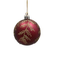 Chomik - Set aus 8 Weihnachtskugeln in Bordeaux, Ø 6 cm, gemischte Muster *5416