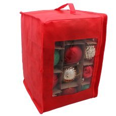 Set aus 36 Weihnachtskugeln in Rot, Gold und Grün, Ø 8 cm, verpackt in roter Tasche *5423