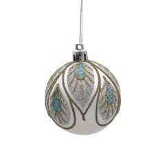 Set aus 8 silbernen Christbaumkugeln, 6 cm, gemischte Designs *5775