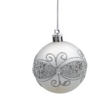 Chomik - Set aus 8 silbernen Christbaumkugeln, 6 cm, gemischte Designs *5775
