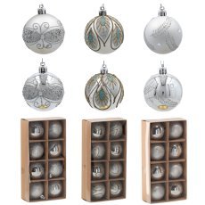 Chomik - Set aus 8 silbernen Christbaumkugeln, 6 cm, gemischte Designs *5775