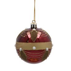 Chomik - Set aus 6 Weihnachtskugeln in Bordeaux, 7 cm, mit verschiedenen Mustern *5782