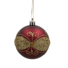 Chomik - Set aus 6 Weihnachtskugeln in Bordeaux, 7 cm, mit verschiedenen Mustern *5782