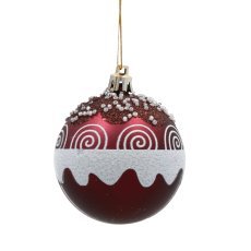 Chomik - Set aus 6 Weihnachtskugeln in Bordeaux, 7 cm, mit verschiedenen Mustern *5782