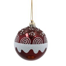 Chomik - Set aus 6 Weihnachtskugeln in Bordeaux, 7 cm, mit verschiedenen Mustern *5782