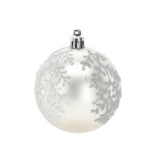 Chomik - Set aus 6 silbernen Weihnachtskugeln, 7 cm, mit verschiedenen Mustern *5805
