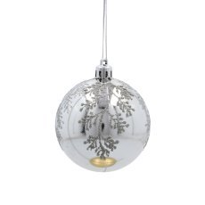 Chomik - Set aus 6 silbernen Weihnachtskugeln, 7 cm, mit verschiedenen Mustern *5805