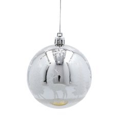 Chomik - Set aus 6 silbernen Christbaumkugeln, 8 cm, mit verschiedenen Mustern *5812