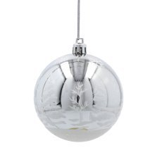 Chomik - Set aus 6 silbernen Christbaumkugeln, 8 cm, mit verschiedenen Mustern *5812