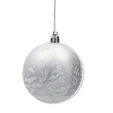 Chomik - Set aus 6 silbernen Christbaumkugeln, 8 cm, mit verschiedenen Mustern *5812